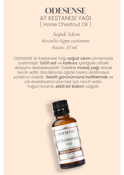 At Kestanesi Yağı 50 ml Soğuk Sıkım Doğal ve Saf Cilt ve Saç Bakım Yağı Bez Kese fiyatları