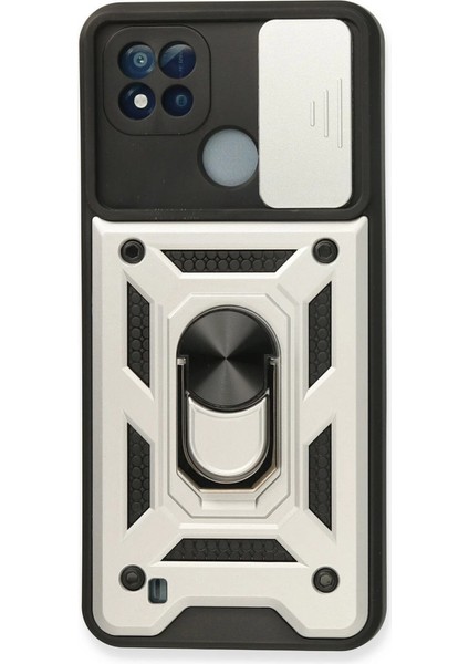 Realme C11 2021 Kılıf Pars Lens Yüzüklü Silikon - Gümüş