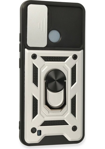 Realme C11 2021 Kılıf Pars Lens Yüzüklü Silikon - Gümüş fiyatları