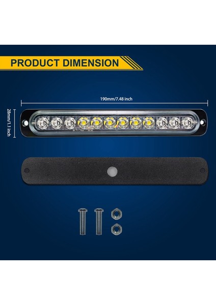 12LED Güvenlik Acil Durum Yanıp Sönen Işıklar, 12V-24V Flaş Uyarı Işığı, Beacon Beacon LED Işık Çubuğu, Mavi+Beyaz (Yurt Dışından) fırsatları
