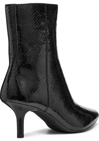 Kadın Siyah D Kleopy B - Metal.goat Fermuarlı Desenli Ince Topuklu Deri Bot D56YBB000KYC9999 fırsatları