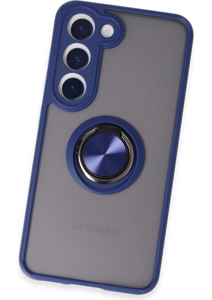 Samsung Galaxy S23 Kılıf Montreal Yüzüklü Silikon Kapak - Lacivert modelleri