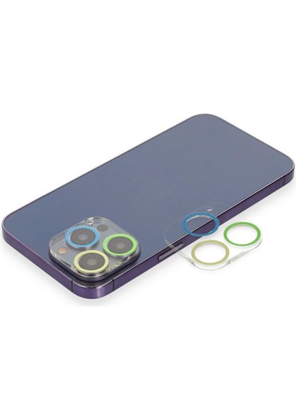 Iphone 13 Pro Renkli Kamera Lens Koruma Cam - Yeşil-Sarı