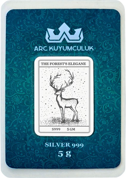 Doğanın Zarafetini Simgeleyen Geyik Temalı Hediyeye Özel 5 Gram 999 Ayar Gümüş KÜLÇESI-663
