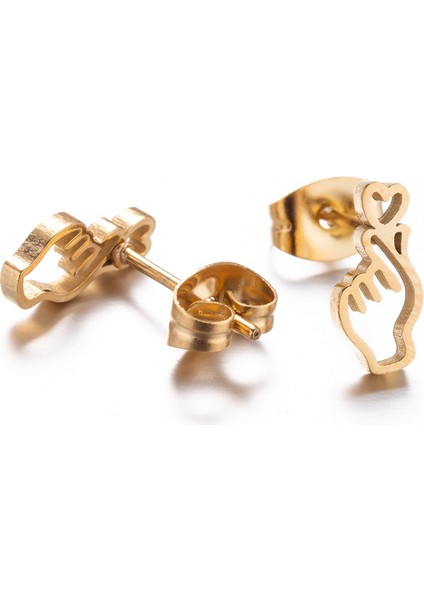 304 Paslanmaz Çelik Kararmaz Finger Heart Küpe – Kore Kalp Işareti Tasarım