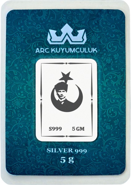 Cumhuriyetin ve Özgürlüğün Simgesi Olan Atatürk Temalı Hediyeye Özel 5 Gram 999 Ayar Gümüş KÜLÇESI-665