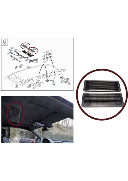 BSR636-1 Mercedes W203 W208 W209 W210 W211 W215 W219 W220 W240 Için 2 Adet Siyah Sunroof Tavan Havalandırma Izgarası A2117840644 fiyatları