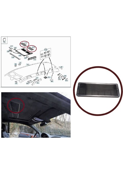 BSR636 Mercedes W203 W208 W209 W210 W211 W215 W219 W220 W240 Için 1 Adet Siyah Sunroof Tavan Havalandırma Izgarası A2117840644 fiyatları