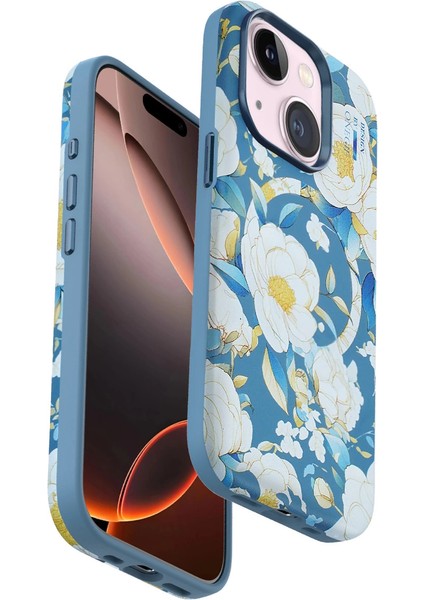 Onegif Iphone 15 Flower Series Magsafe Kapak - Mavi