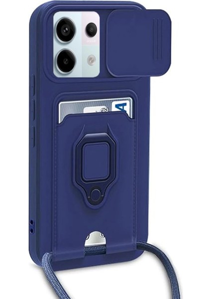Newface Xiaomi Redmi Note 13 Pro 5g Kılıf Zuma Kartvizitli Yüzüklü Silikon - Lacivert