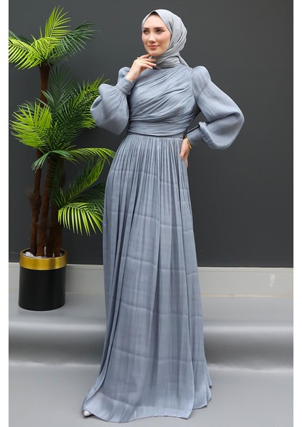 Ipek Tesettür Elbise Gri