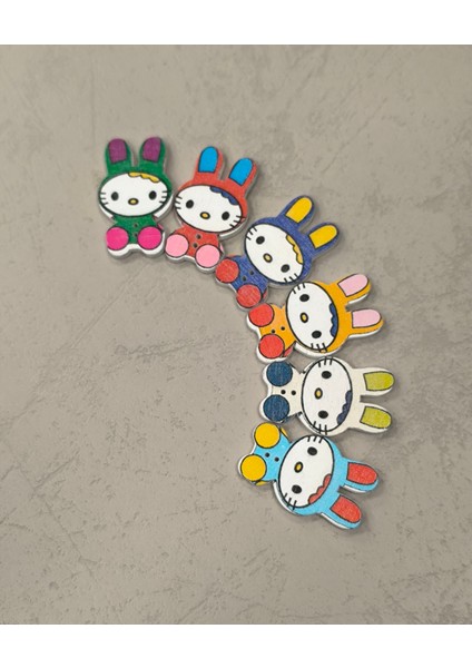 Renkli Desenli Ahşap Süs Düğme Hobi Malzemeleri,aksesuar Süs– 6’lı Paket fiyatları