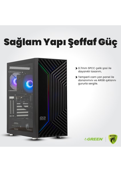 GRIFFIN G3 PLUS | RTX 5060 Gaming PC | Intel Core i5-14400F | 16GB Ram | 1TB SSD | Oyuncu OEM Paket fırsatları