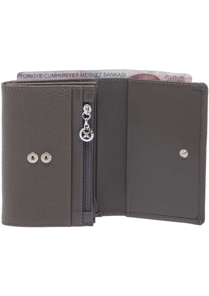 Gri Hakiki Deri Kadın Cüzdan - S1CB00005815-P7K