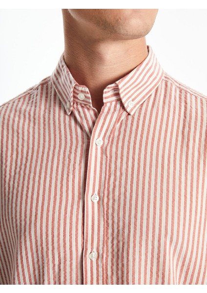 Yeni Sezon Regular Fit Uzun Kollu Çizgili Erkek Gömlek modelleri
