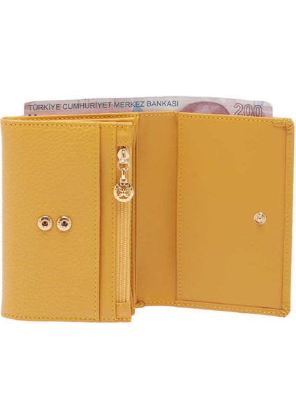 Sarı Hakiki Deri Kadın Cüzdan - S1CB00005815-L6I