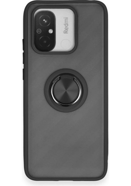 Redmi 12C Kılıf Montreal Yüzüklü Silikon Kapak - Siyah