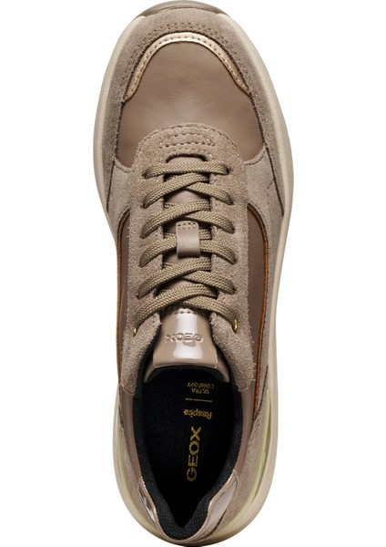 Kadın Vizon D Spherıca EC13 A - Nappa+Sued Bağcıklı Dolgu Topuklu Deri Spor Sneaker D45WAA08522C6029