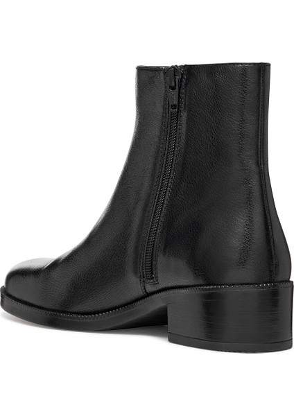 Kadın Siyah D Camexıa Fermuarlı Deri Klasik Bot D565ED00081C9999