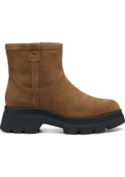 Kadın Taba D Pluette Fermuarlı Kalın Tabanlı Süet Deri Bot D565MA00022C6372
