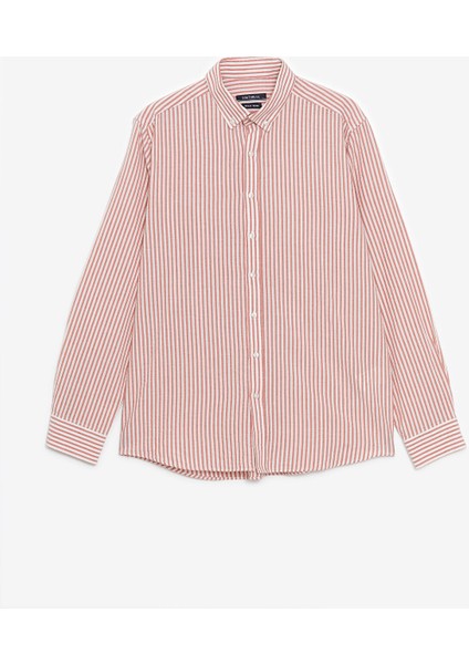 Yeni Sezon Regular Fit Uzun Kollu Çizgili Erkek Gömlek indirimleri