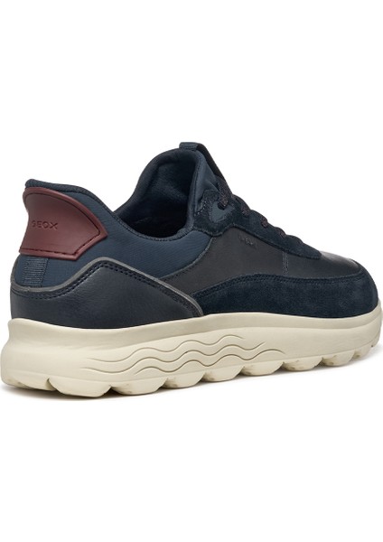 Erkek Lacivert U Spherıca Plus A - Nappa+Sued Bağcıklı Kalın Tabanlı Süet Sneaker U56MPA08522CF44K
