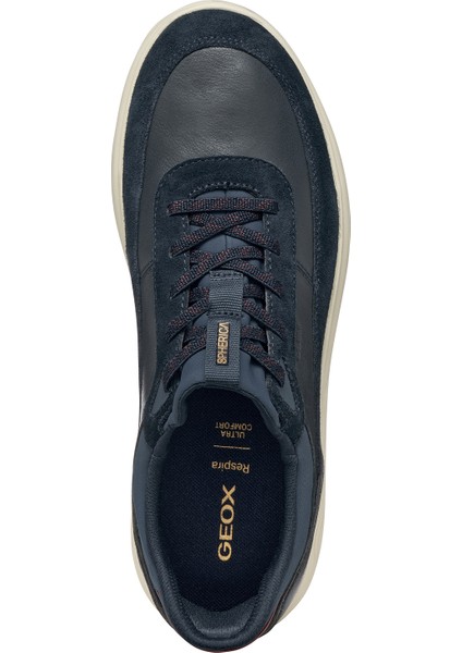 Erkek Lacivert U Spherıca Plus A - Nappa+Sued Bağcıklı Kalın Tabanlı Süet Sneaker U56MPA08522CF44K