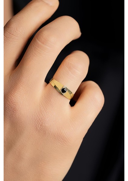 14 Ayar Altın Oniks Taşlı Erkek Yüzük
