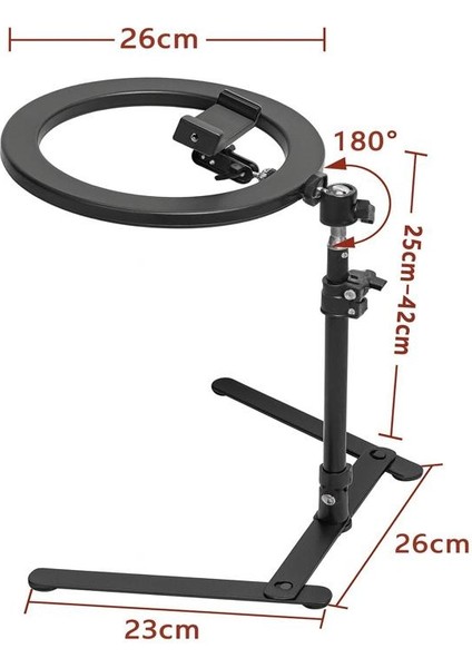 Masa Üstü 10 Inç Led Ring Light Tripodlu Telefon Tutucu 3 Işık Modu USB Bluetooth Kumanda modelleri