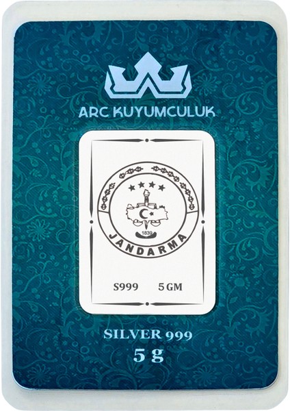 Güvenlik ve Disiplini Simgeleyen Jandarma Temalı Hediyeye Özel 5 Gram 999 Ayar Gümüş KÜLÇESI-672