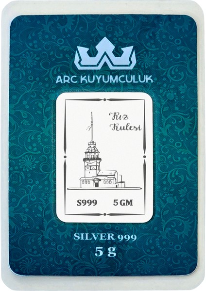 Güzelliği ve Romantizmi Simgeleyen Kız Kulesi Temalı Hediyeye Özel 5 Gram 999 Ayar Gümüş KÜLÇESI-674