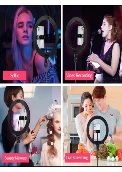 10 Inç LED Ring Light 26 cm Youtuber Makyaj Selfie Video Işığı 2.1m Tripodlu Telefon Tutucu fiyatları