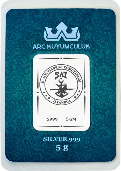 Disiplinin Simgesi Olan Su Altı Taarruz Komutanlığı Temalı Hediyeye Özel 5 Gram 999 Ayar Gümüş KÜLÇESI-675