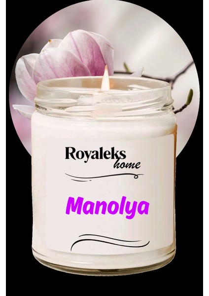 Doğal Özel Seri Kokulu Dekoratif Kavanoz Mum 210 cc - Manolya Esansı - Ryl
