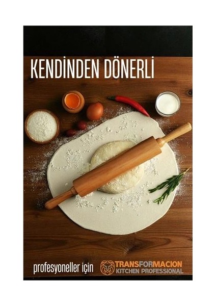 Dönerli Ahşap Merdane Hamur Açma Merdanesi - Mutfak Merdanesi