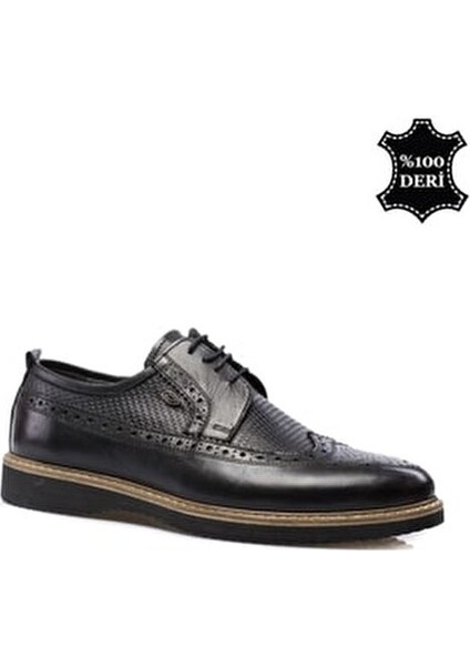 Hakiki Deri Erkek Ayakkabı Bağcıksız Tasarım Kauçuk Tabanlı Konforlu