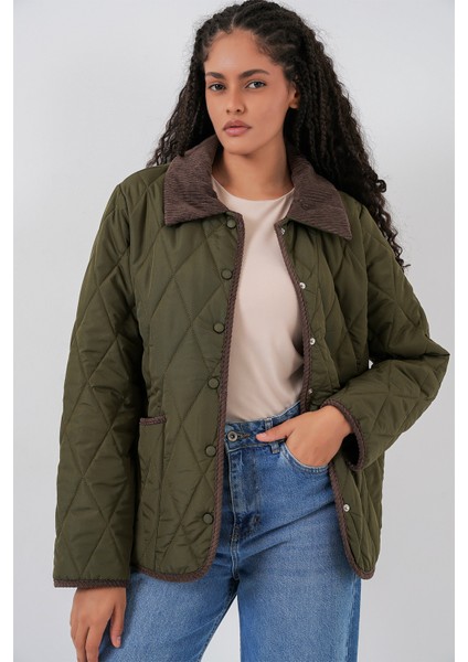 Kadın Kapitone Oversize Mont 5226 - Haki Kahve modelleri