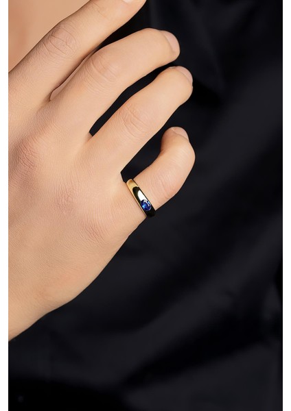 14 Ayar Altın Safir Taşlı Erkek Yüzük modelleri