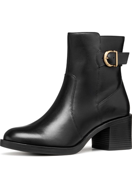 Kadın Siyah D Serılda 60 A - Smo.lea Tokalı Fermuarlı Topuklu Deri Bot D56XXA00043C9999 fırsatları