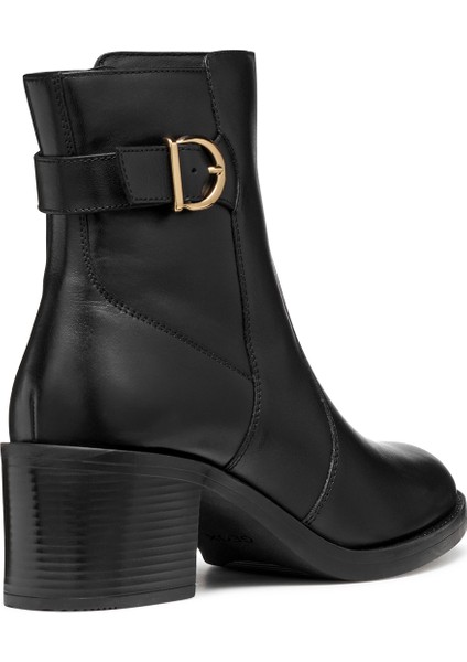 Kadın Siyah D Serılda 60 A - Smo.lea Tokalı Fermuarlı Topuklu Deri Bot D56XXA00043C9999