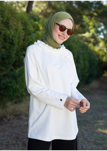 Tesettür Eşofman Üstü -Ekru
