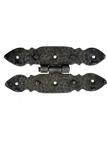 Antika Tarz Dekoratif Pirinç Düğmeli Menteşe - 142X69 mm, Oksit