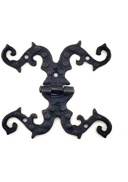 Antika Tarz Dekoratif Pirinç Süslü Menteşe - 100X90 mm, Oksit