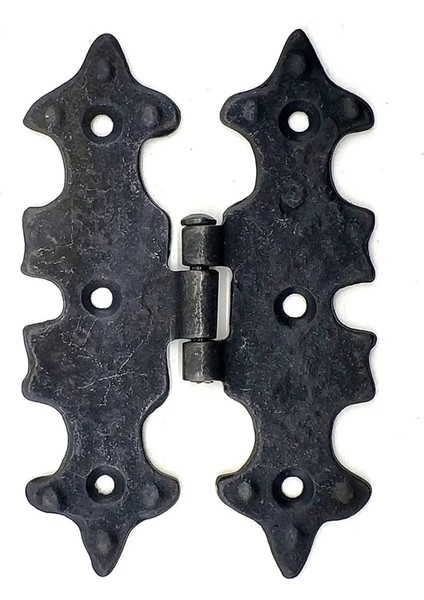 Antika Tarz Dekoratif Pirinç Lale Menteşe - 104X77 mm, Oksit