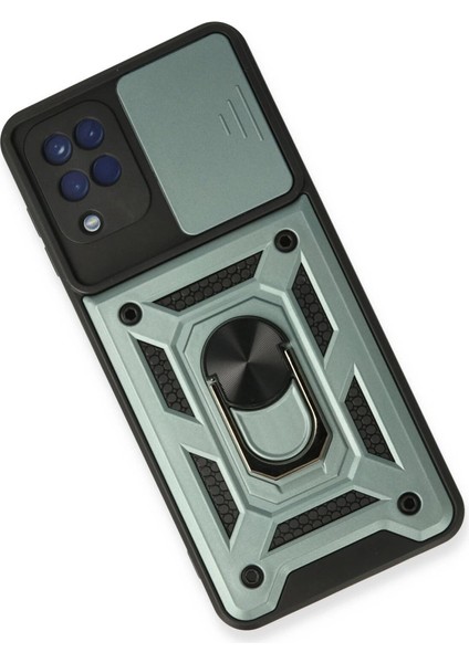 Samsung Galaxy A22 Kılıf Pars Lens Yüzüklü Silikon - Yeşil modelleri