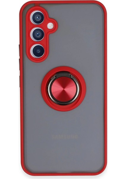 Samsung Galaxy A34 5g Kılıf Montreal Yüzüklü Silikon Kapak - Kırmızı