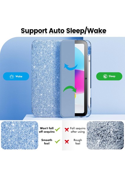 iPad Mini 7 / iPad Mini 6 Için Tablet Kılıfı, Kız Çocukları Için Parıltılı Şeffaf Otomatik Uyanma/uyku Özellikli Simli Kapak (Yurt Dışından) fırsatları