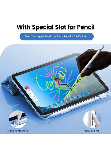 iPad Mini 7 / iPad Mini 6 Için Tablet Kılıfı, Kız Çocukları Için Parıltılı Şeffaf Otomatik Uyanma/uyku Özellikli Simli Kapak (Yurt Dışından) indirimleri