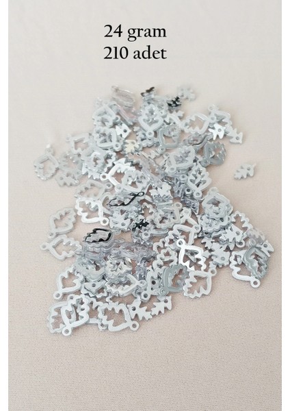 Oya Abiye Bileklik Kolye Pleksi Metalik Plastik Pul Gümüş Renk 24 gram 210 adet - BNC573