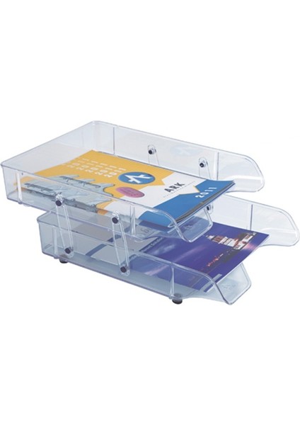 2 Katlı Hareketli Şeffaf Evrak Rafı